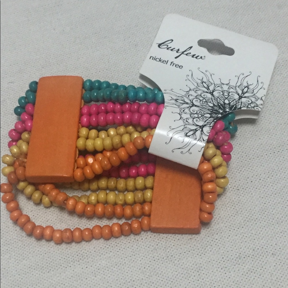 Curfew Bracelet Nickel Free Bangle Beaded New